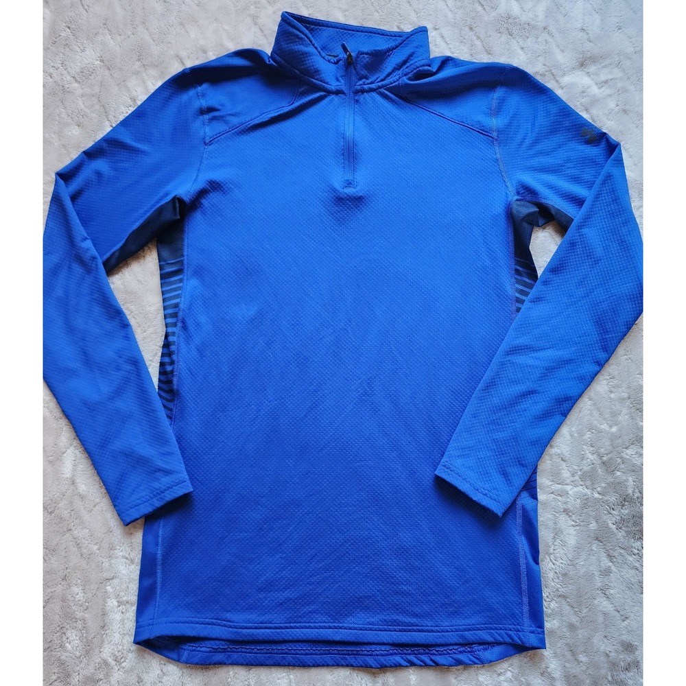Under Armour ColdGear Reactor Quarter Zip Royal Blue Mens Small Activewear Top